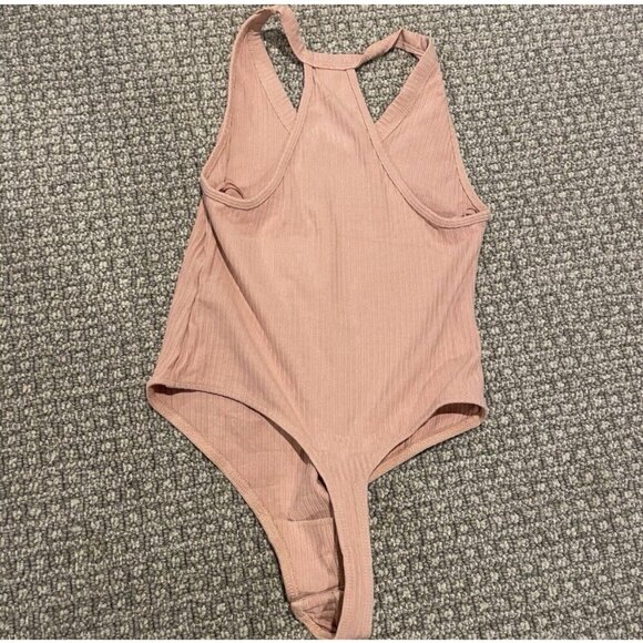 Free People Bodysuit Womens XS Light Pink Ribbed Thong Sleeveless Tank Scoop - Picture 3 of 5